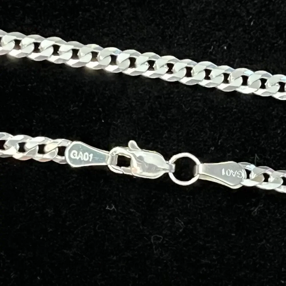 925 Sterling Silver Mexico Curb Chain Necklace 20” 4mm Wide 12.39g GA01